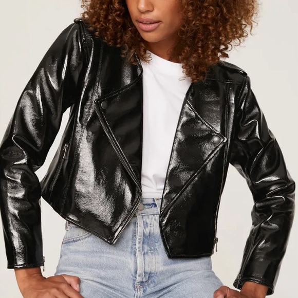 AS by DF,  Recycle Patent Leather, Moto Jacket - Picture 4 of 13